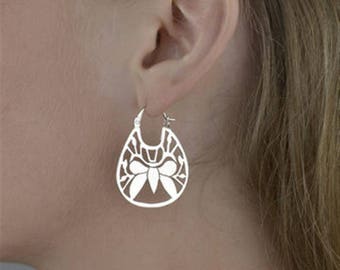 Large Butterfly Earrings, Minimalist Statement Earrings Hand Crafted From Sterling Silver, Perfect Present For Her Birthday or Anniversary