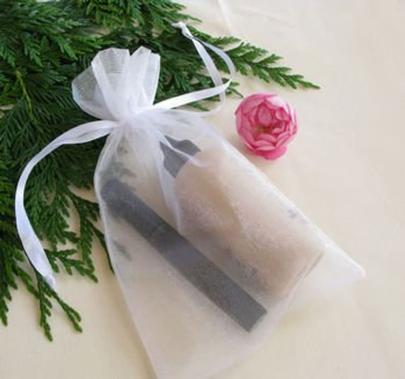 Large White Organza Pouches Pack of Five Great Stocking Filler Wrapping