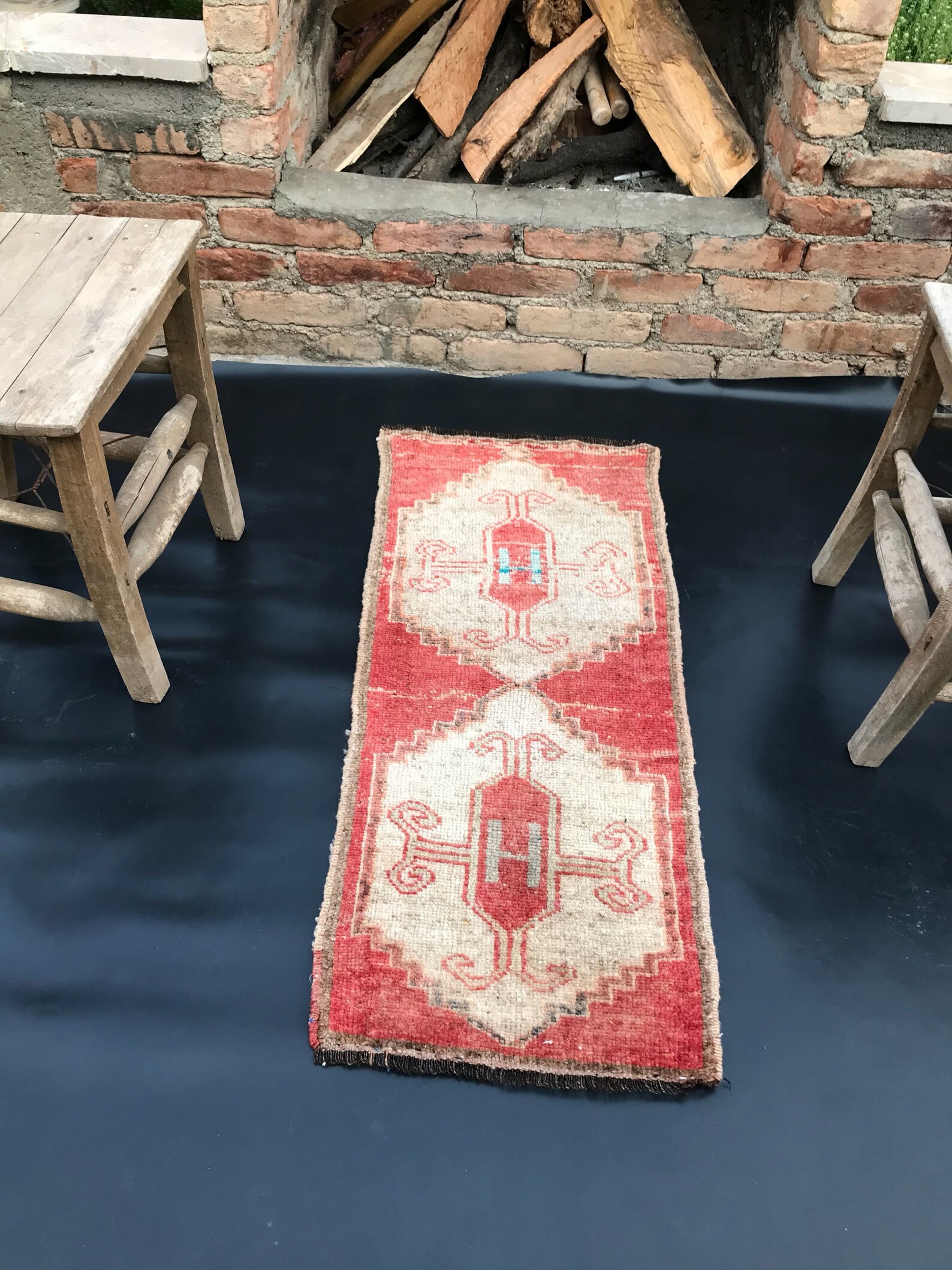 Runner Rug Small Vintage Rug Doormat Vintage Small Rug Etsy