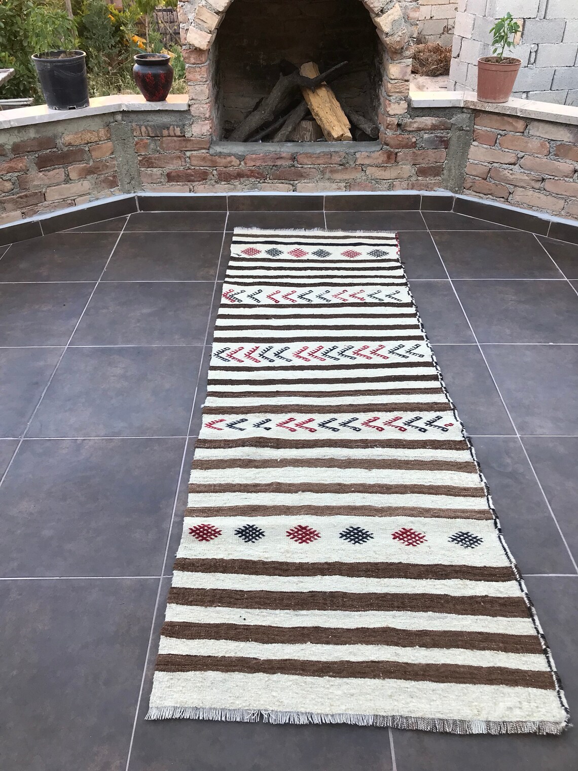 2'3 X 7 Ft Runner Black White Rug Runner Rug Kilim Etsy