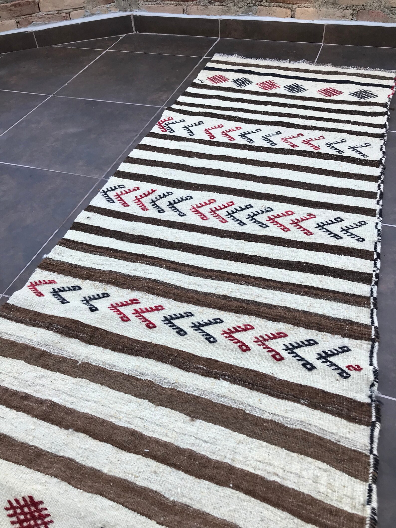 2'3 X 7 Ft Runner Black White Rug Runner Rug Kilim Etsy