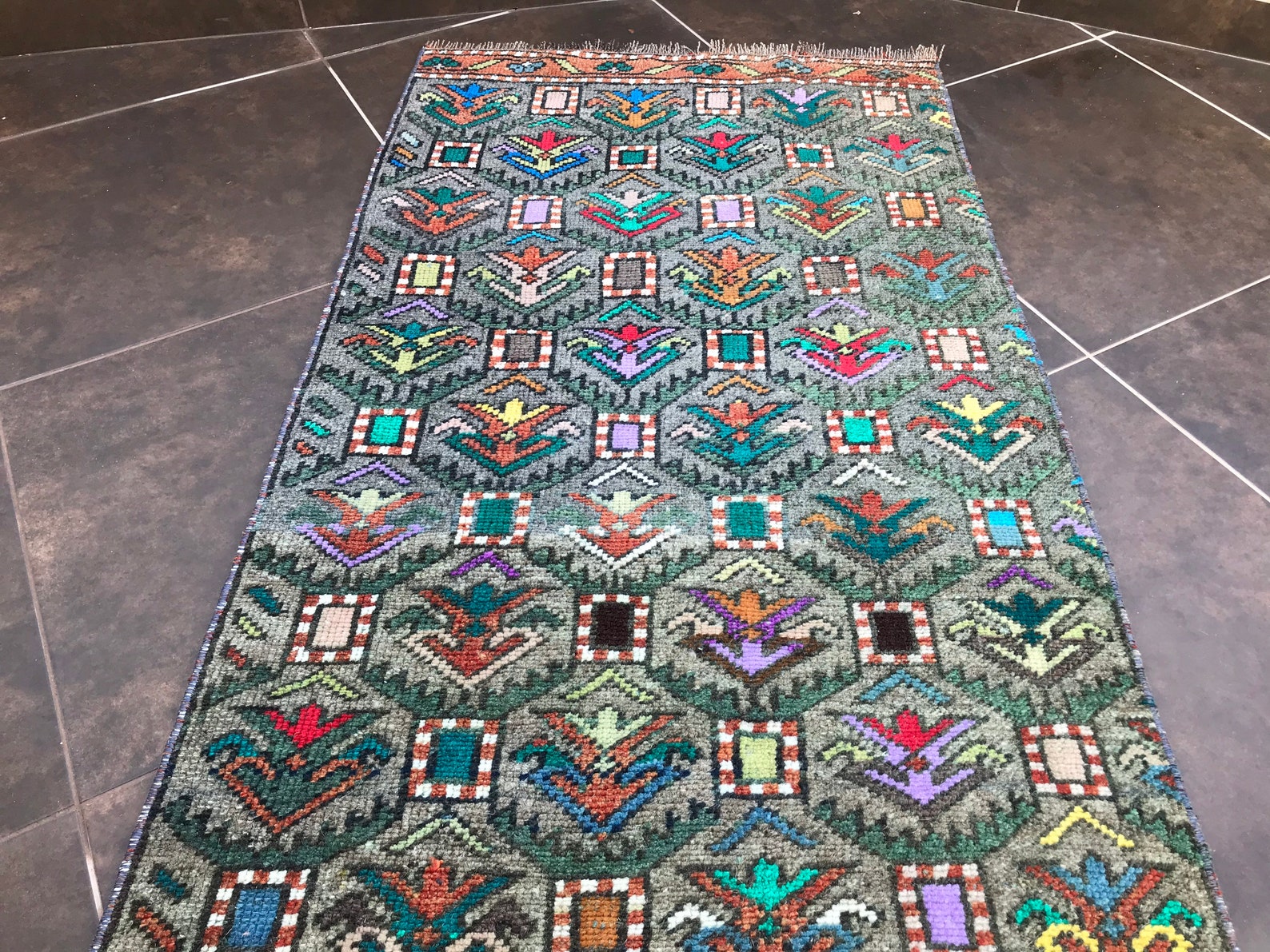 27inx10.2ft Runner Rug Turkish Rug Knotted Carpet Vintage Etsy