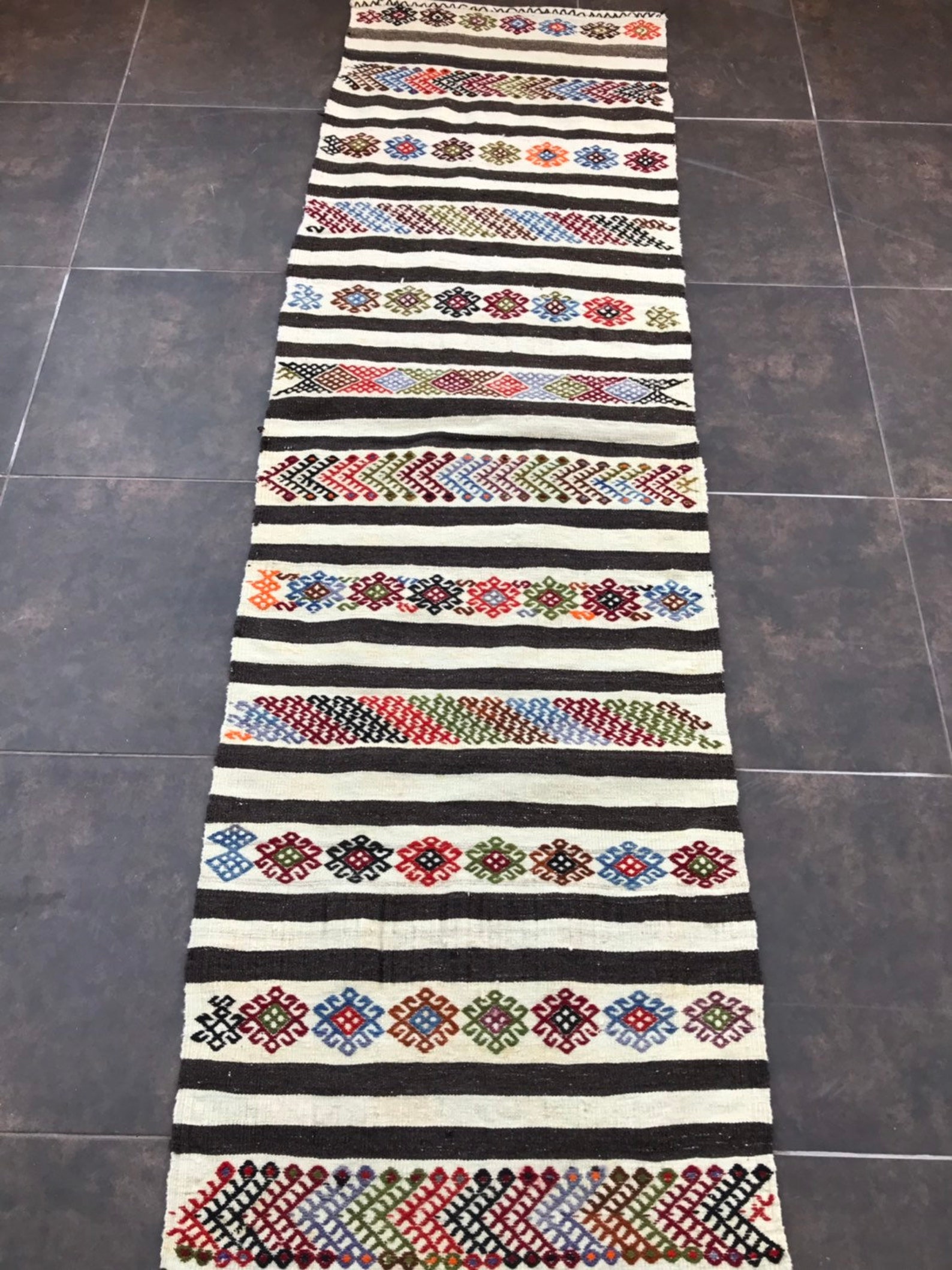 2x7 ft runner Black White Rug Runner Rug Kilim Runner Etsy