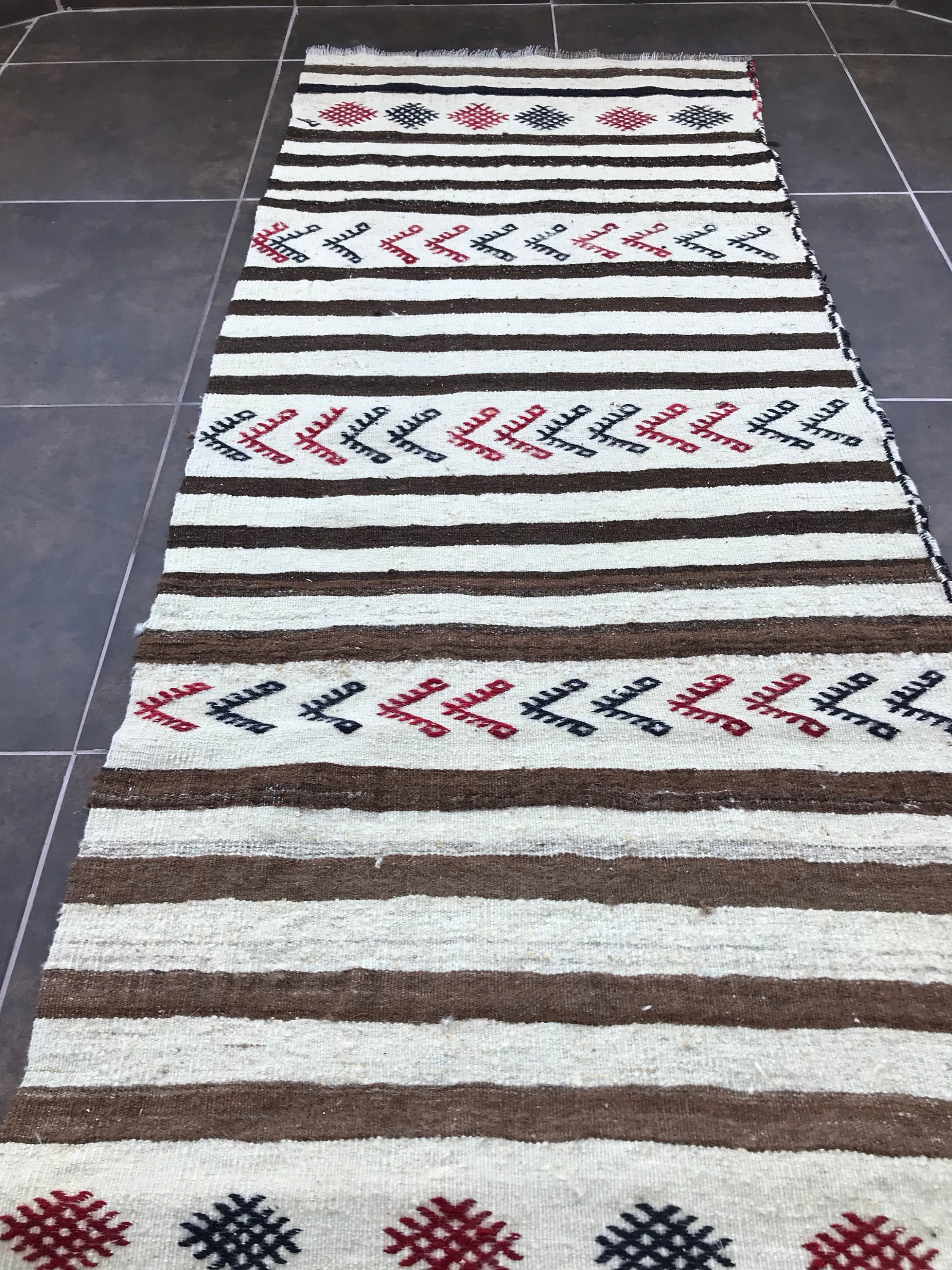 2'3 X 7 Ft Runner Black White Rug Runner Rug Kilim Etsy