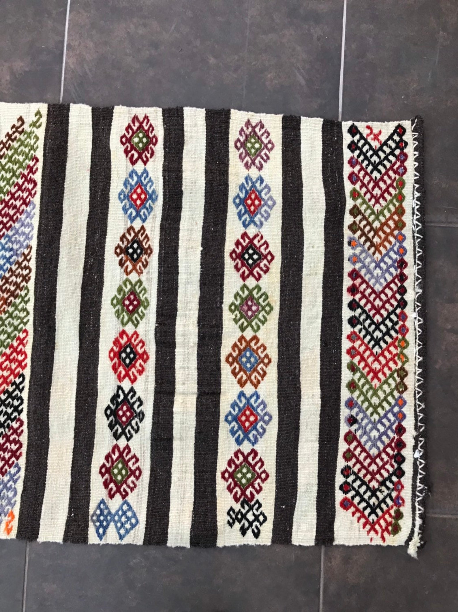 2x7 ft runner Black White Rug Runner Rug Kilim Runner Etsy