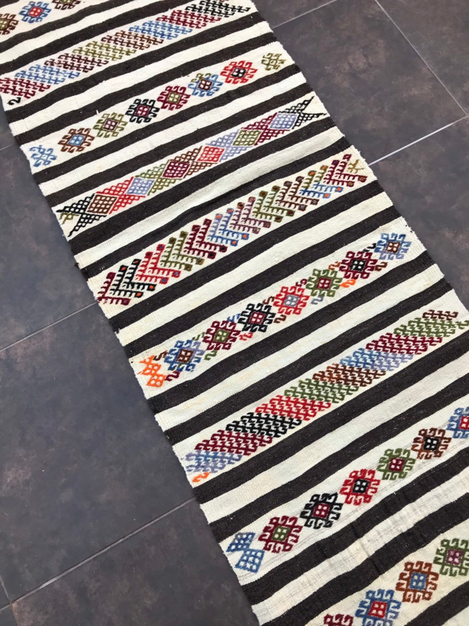 2x7 ft runner Black White Rug Runner Rug Kilim Runner Etsy