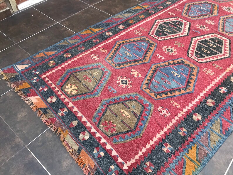 Turkish Rug Vintage Kilim Kilim Fabric Decorative Rug Area Etsy