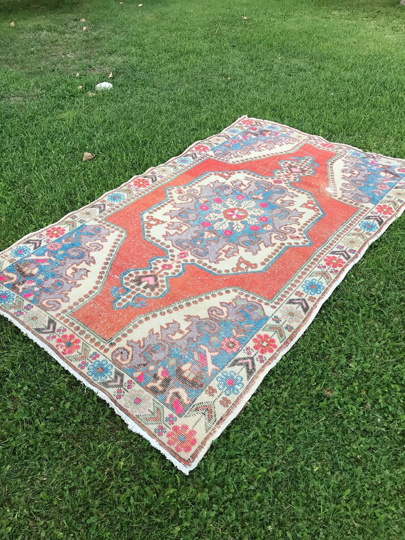 4x7 Area Rug Turkish Rug Vintage Rug Vintage Area Rug Area Etsy