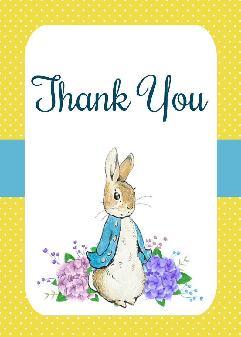 Peter Rabbit Thank You Cards. INSTANT DOWNLOAD. 2 sizes 5x7 &amp; | Etsy