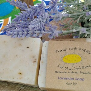 LAVENDER calendula chamomile homemade all natural soap, homemade soap, natural soap, lavender, lavender soap, 4 ounce bar give or take image 4