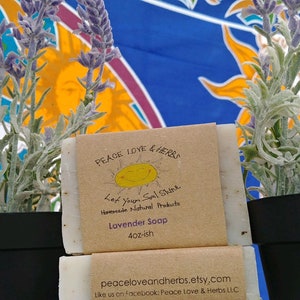 LAVENDER calendula chamomile homemade all natural soap, homemade soap, natural soap, lavender, lavender soap, 4 ounce bar give or take image 2