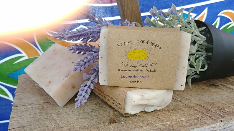 LAVENDER calendula chamomile homemade all natural soap, homemade soap, natural soap, lavender, lavender soap, 4 ounce bar give or take image 1