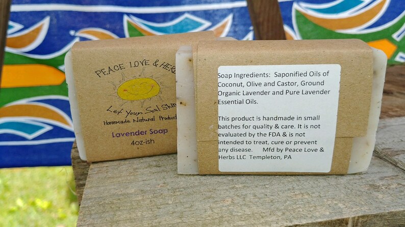 LAVENDER calendula chamomile homemade all natural soap, homemade soap, natural soap, lavender, lavender soap, 4 ounce bar give or take image 3