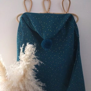 Bademantel Baby Doppel-Gaze aus Baumwolle blau Ente und Goldene Erbsen , Geschenkidee , Geburtsliste, Badeausgang, Bademantel, made in Deutschland
