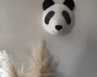 Trophée peluche panda, décoration chambre enfant, idée cadeau, déco murale , fait main et fabrication française