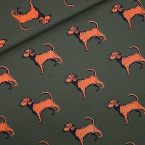 Fabric for sale. French terry sweat doggies green fabric 10X150CM - See You At Six