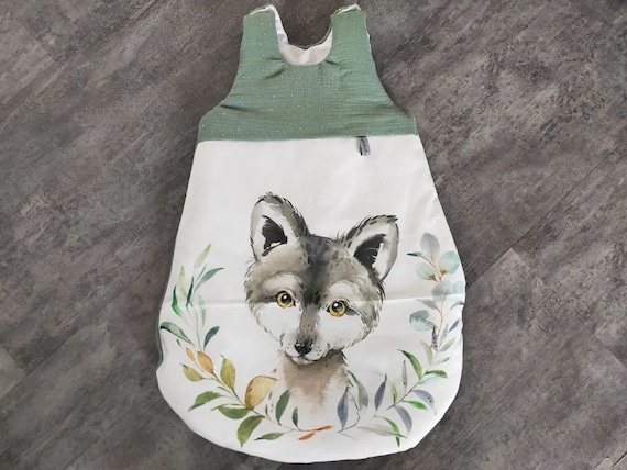 Baby Sleeping Bag Different Sizes WOLF and Double Gauze EUCALYPTUS