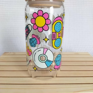 Glass with straw, perfect for bubble tea, coffee, matcha various drinks, gift idea,