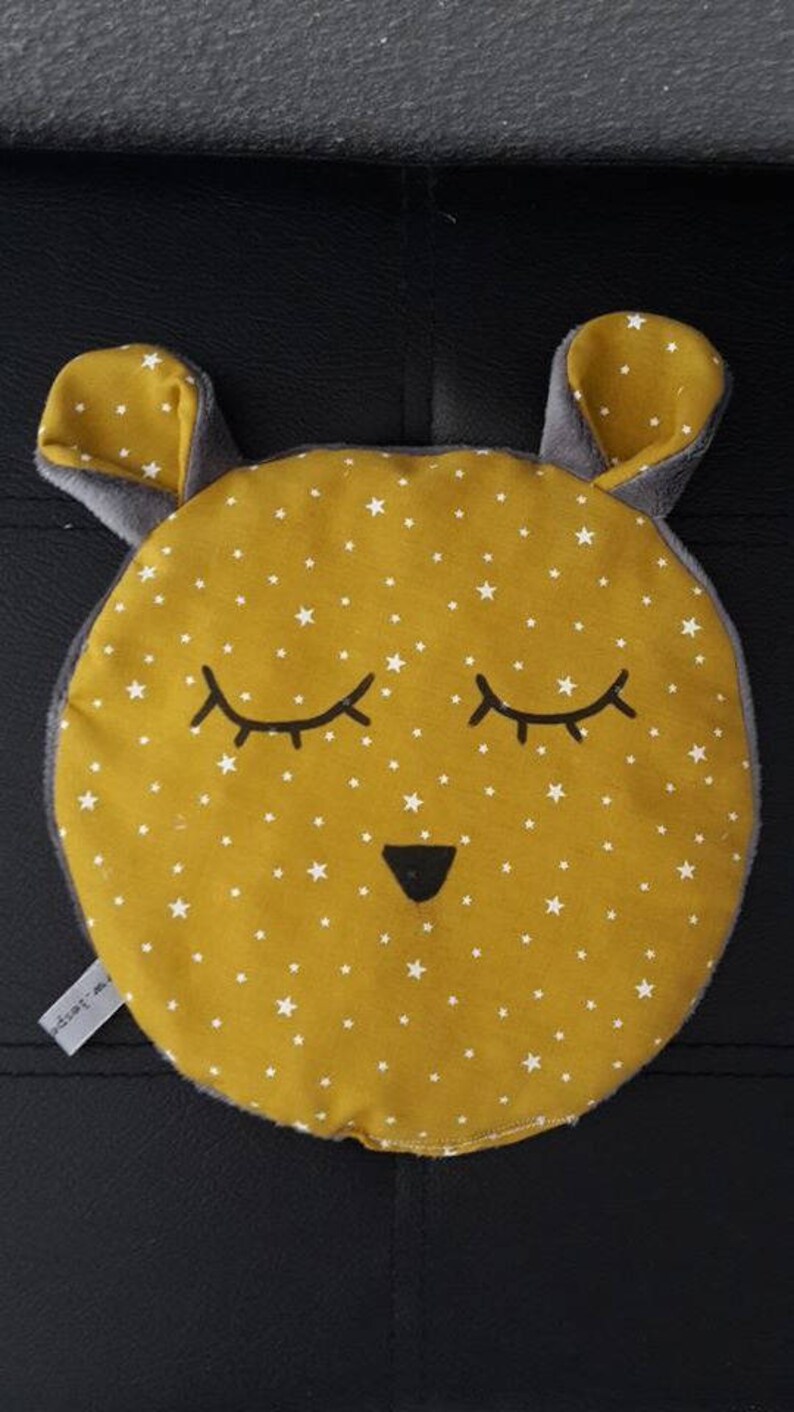 Heating pad dry organic shape Teddy bear theme starry mustard image 1