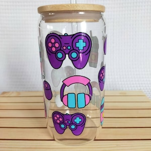 Glass with straw, perfect for bubble tea, coffee, matcha various drinks, gift idea,
