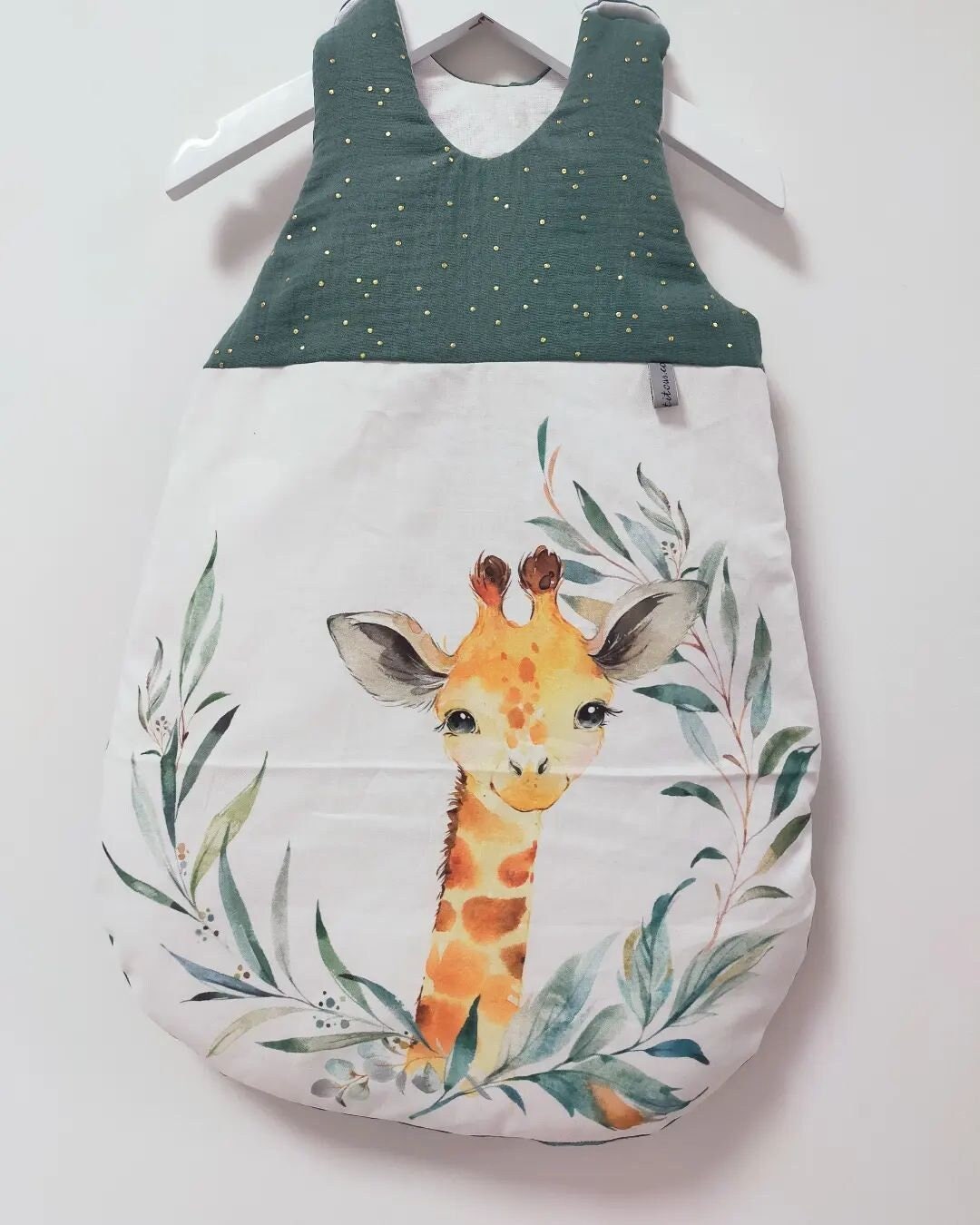 Gigoteuse Bébé Taille 1 | 0 à 6 Mois, Thème Girafe et Double Gaze Eucalyptus Doré, Turbulette Bébé,