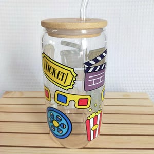 Glass with straw, perfect for bubble tea, coffee, matcha various drinks, gift idea,