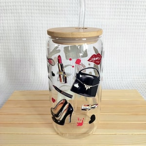 Glass with straw, perfect for bubble tea, coffee, matcha various drinks, gift idea,
