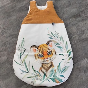 Baby sleeping bag size 1 (0 to 6 months) TIGER and double CAMEL and gold gauze, birth gift, maternity, decoration, baby sleeping bag