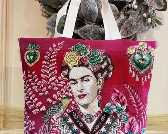 tote bag, Frida theme, fashion accessory, luggage, gift idea, French manufacture