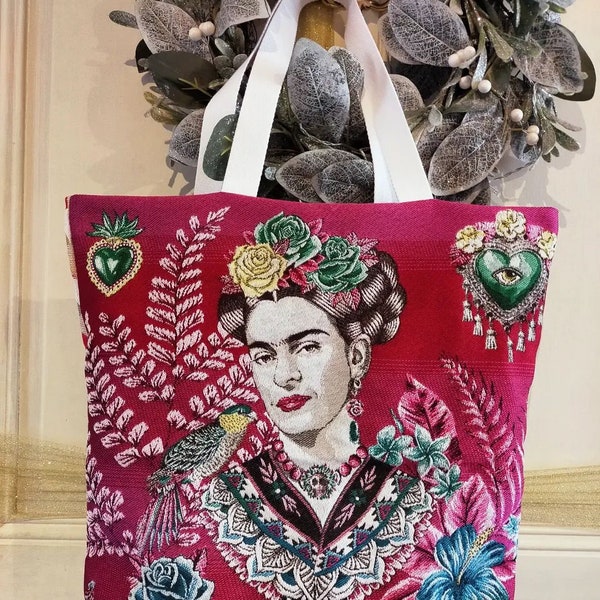 sac cabas, thème frida, accessoire mode, bagagerie, idée cadeau, fabrication française