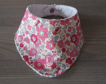 Bavoir bandana bébé en liberty betsy bougainvillier