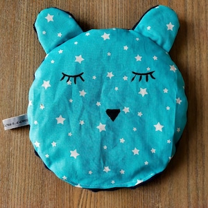 organische droge warmwaterkruik teddybeer vorm blauw thema TURQUOISE sterrenhemel