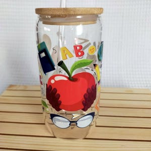 Glass with straw, perfect for bubble tea, coffee, matcha various drinks, gift idea,