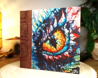 Watercolour Cotton Rag Paper Handmade Sketchbook with Fantasy Dragon Eye Design