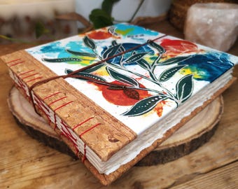 Handmade Watercolour Sketchbook: Large Cotton Art Journal with Exposed Spine
