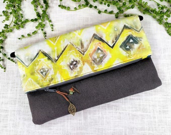 Handmade fold over clutch/ evening clutch bag/ Boho purse/ Day essentials purse / going out bag/ handbag/ gift for her