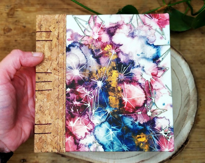 Handbound Watercolour Sketchbook with Pink Geometrical Design