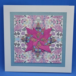 Carte de vœux pliante de sachet de thé faite main pour n’importe quelle occasion 15cm x 15cm