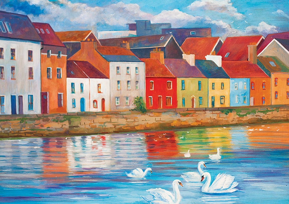 Painting Galway, Print, Claddagh, Ireland, Irish Art. Cityscape Etsy