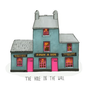 The hole in the wall, Galway pub, Pub print, Galway art