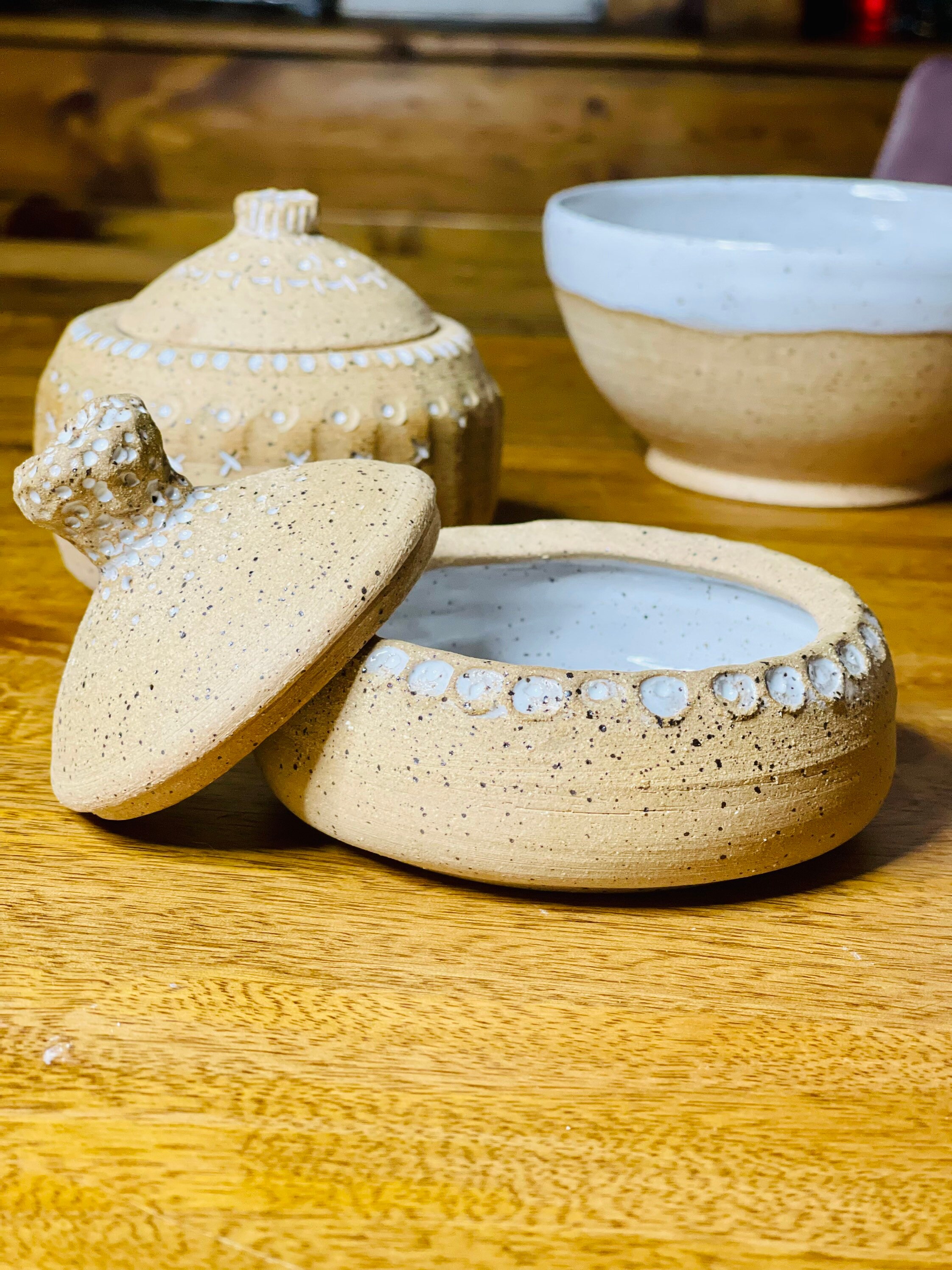 Rustic sugar bowl handmade lidded jar Etsy