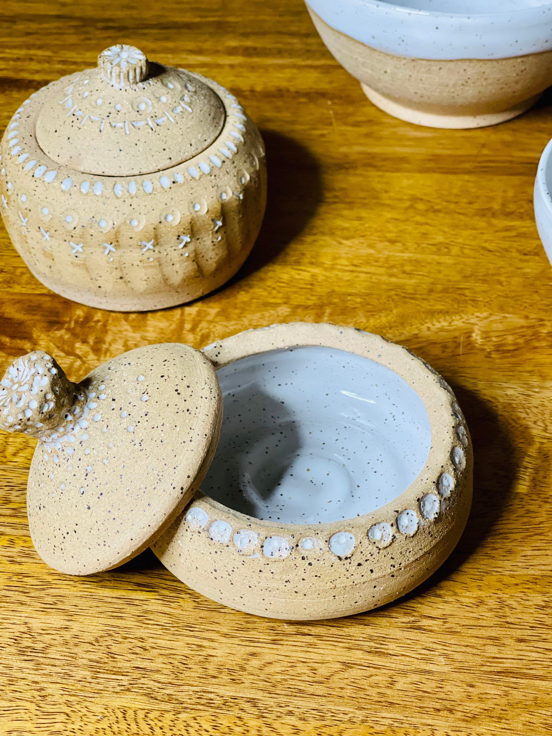 Rustic sugar bowl handmade lidded jar Etsy