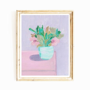 Impresión artística de pintura al óleo, arte de naturaleza muerta floral, pintura de jarrón con flores, pintura al óleo floral, póster de naturaleza muerta, arte de pared lila