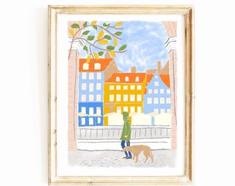 Copenhagen Art Print | Travel Wall Art | Denmark Art Print | Urban Buildings Art | Hygge Poster | Scandinavian Print