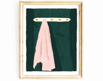 Towel drawing Art Print | Bathroom Wall Art | Coastal Art Print | surreal Art | Pool House Poster | Unique Print