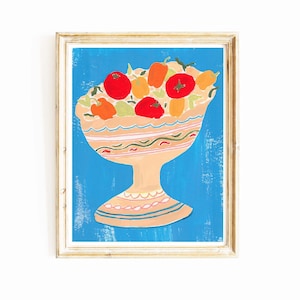 Tomato and Bell Pepper Art Print | Vegetable Wall Art | Kitchen Art Print | Tomato Painting | Fruit Poster | Kitchen Home Decor