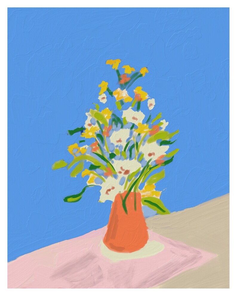 Still Life Art Print Floral Vase Wall Art Floral Art Print Living