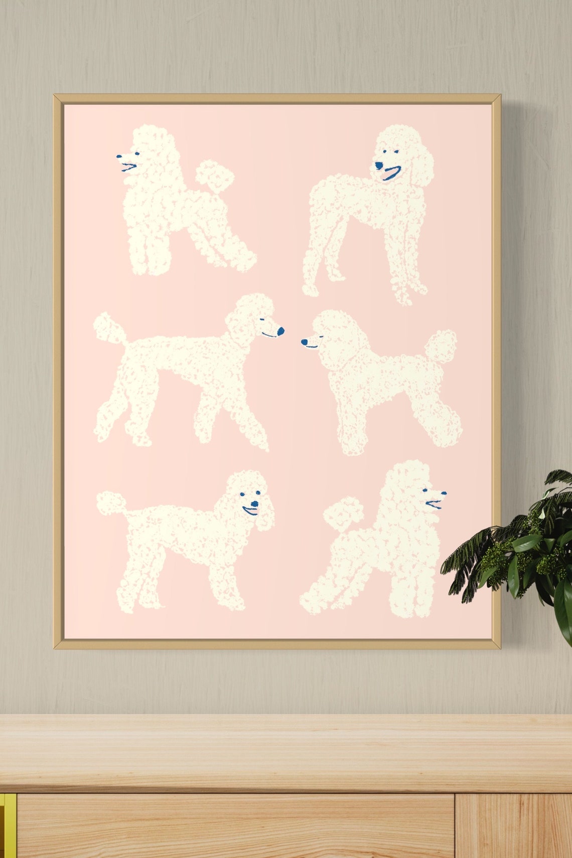 Happy Poodle Wall Art | Art Print | Dog Art | Home Decor | Happy Dog ...