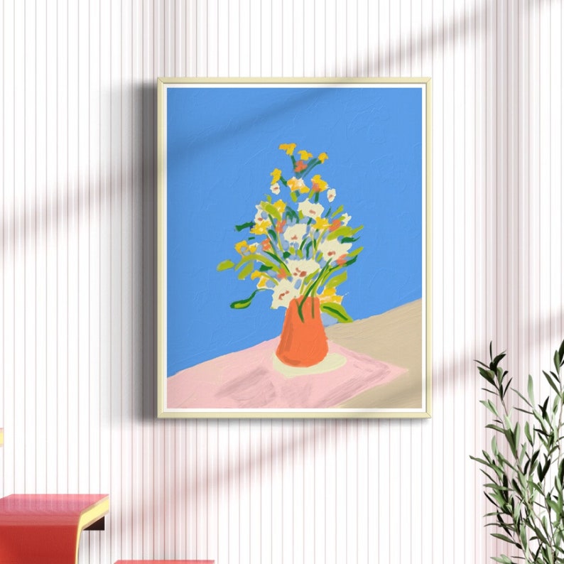 Still Life Art Print Floral Vase Wall Art Floral Art Print Living