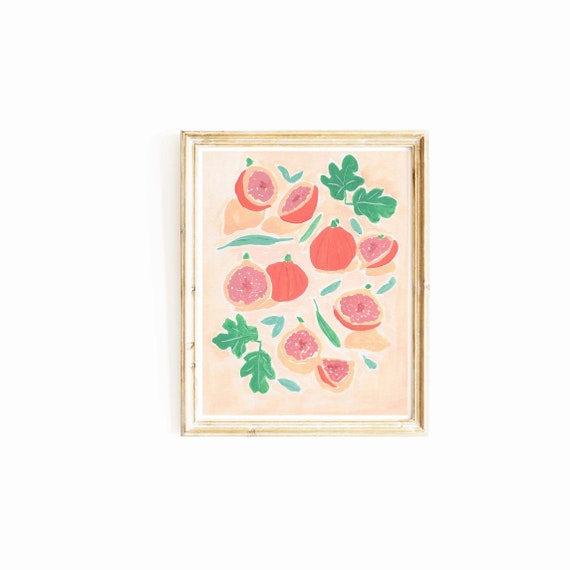 Kitchen Wall Art | Figs Fruit Painting | Wall Decor | Gouache Watercolor Painting | Art Print